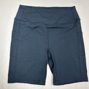 LouKeith Biker Sports Shorts Women Stretch Activewear Size M Dark Blue Pockets